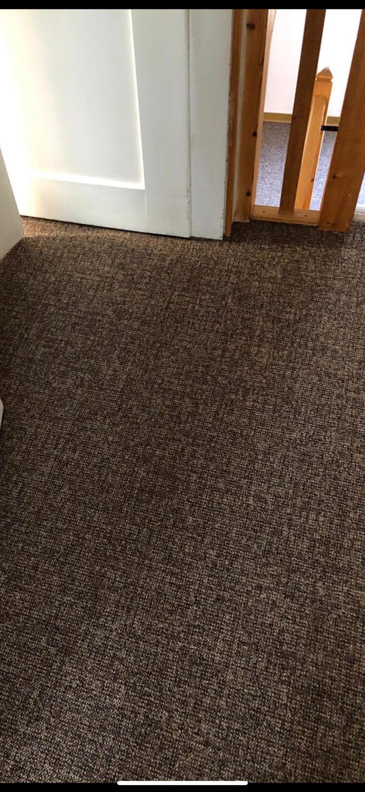 Teppich verlegen im Flur eines Einfamilienhauses in Freiberg, sauber zugeschnitten an die Türzargen